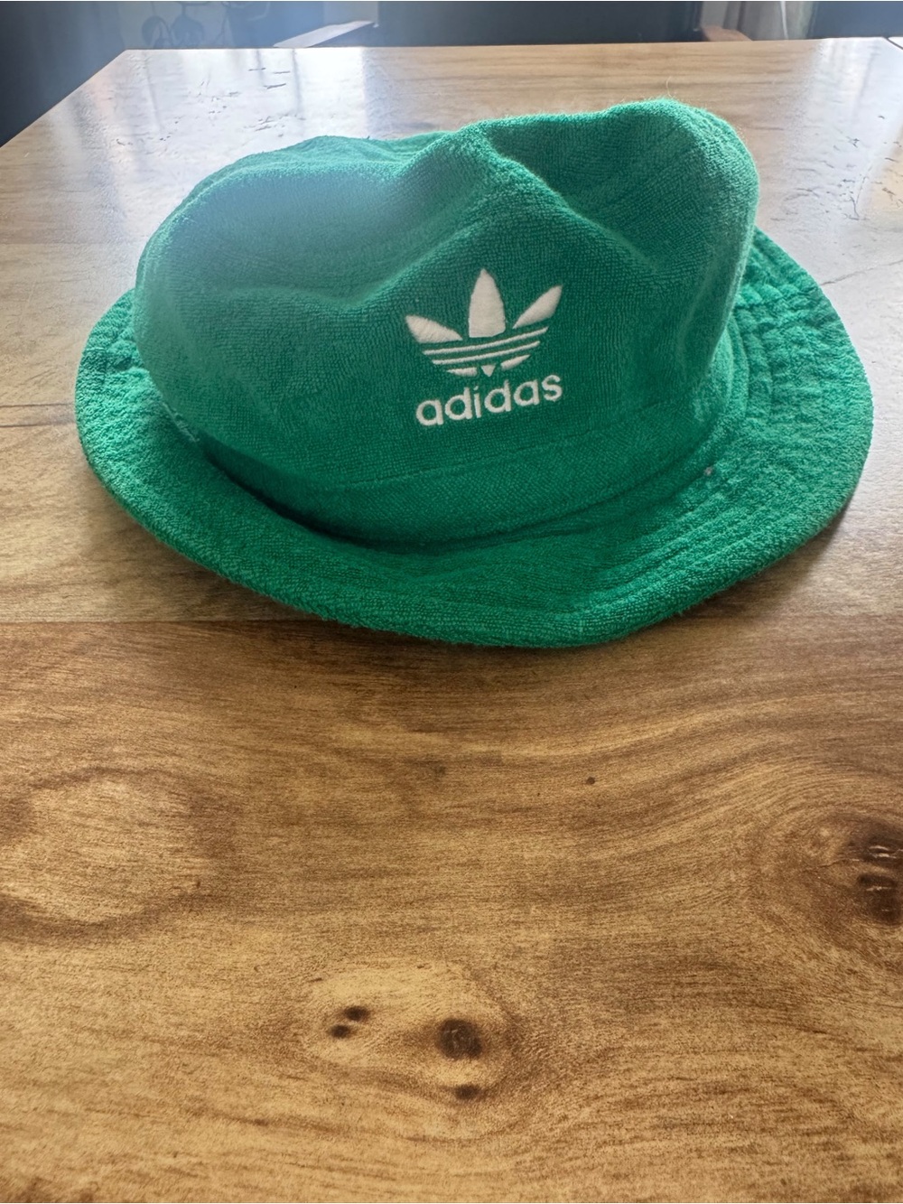 Adidas Originals Green Terry Cloth Bucket Hat Embroidered Trefoil Logo OSFA